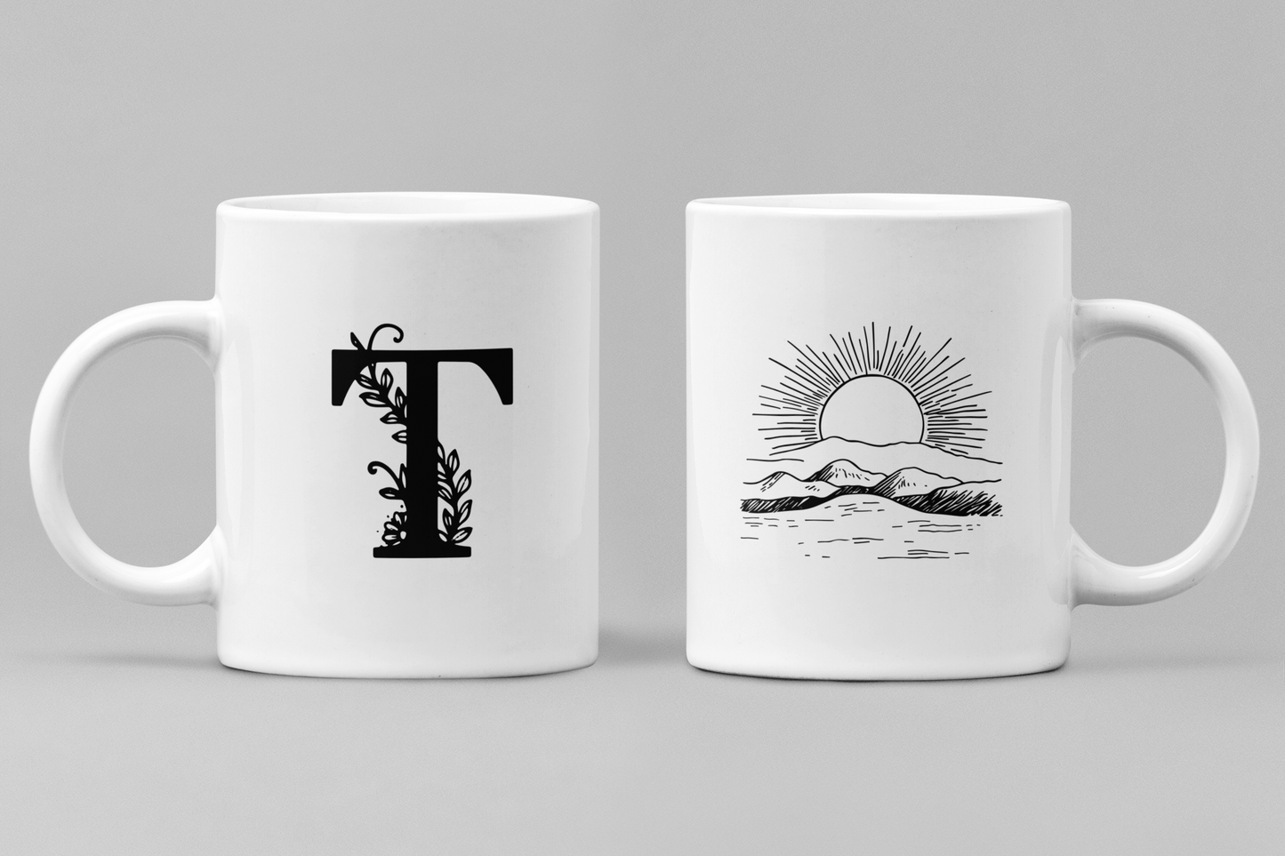 Alphabet T White Ceramic 11oz 330ml Coffee Mug