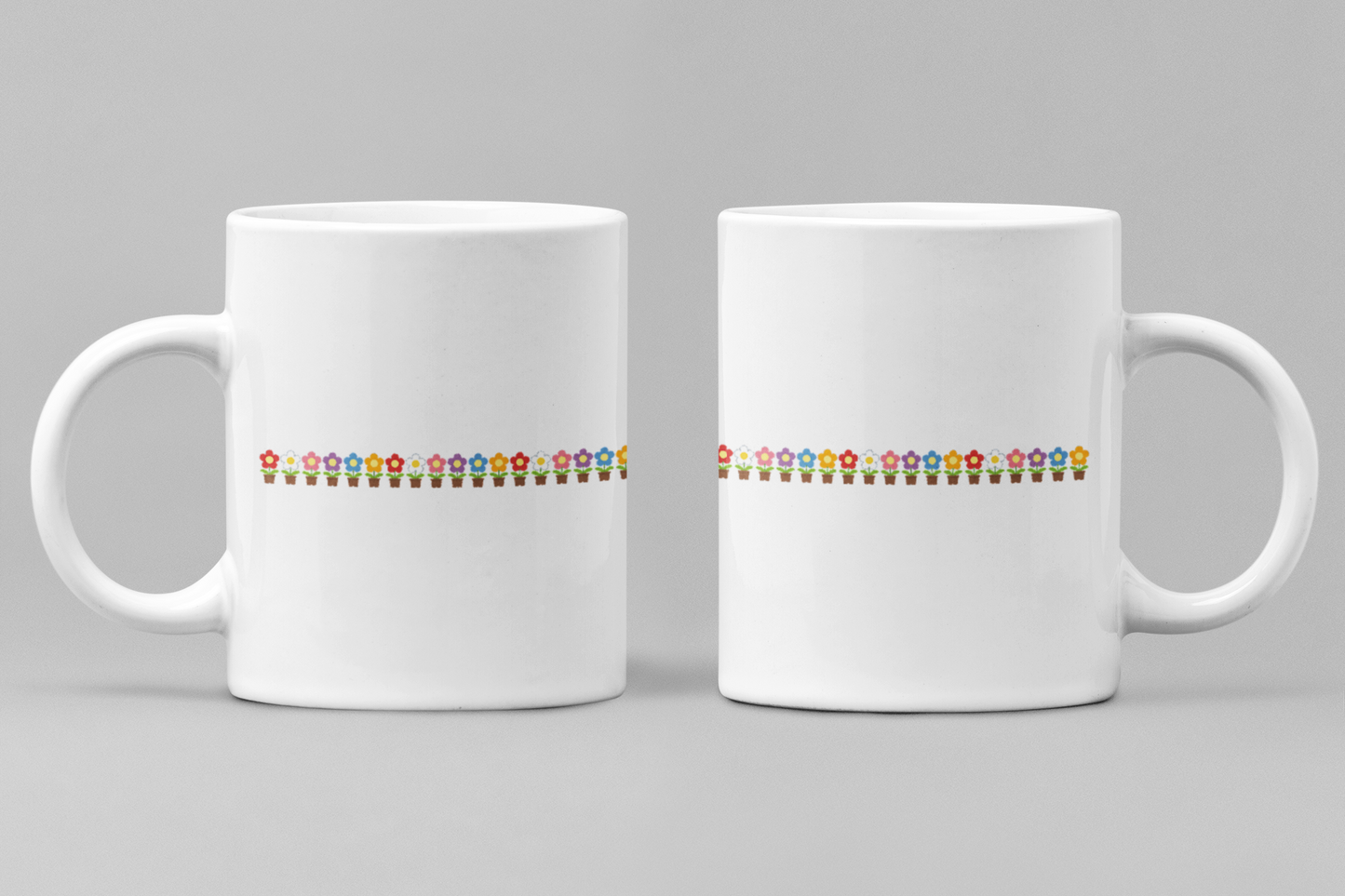Floral White Ceramic 11oz 330ml Coffee Mug