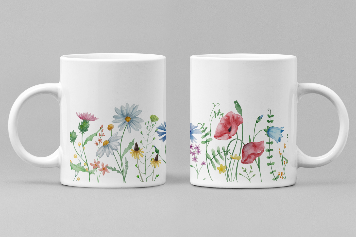 Floral White Ceramic 11oz 330ml Coffee Mug