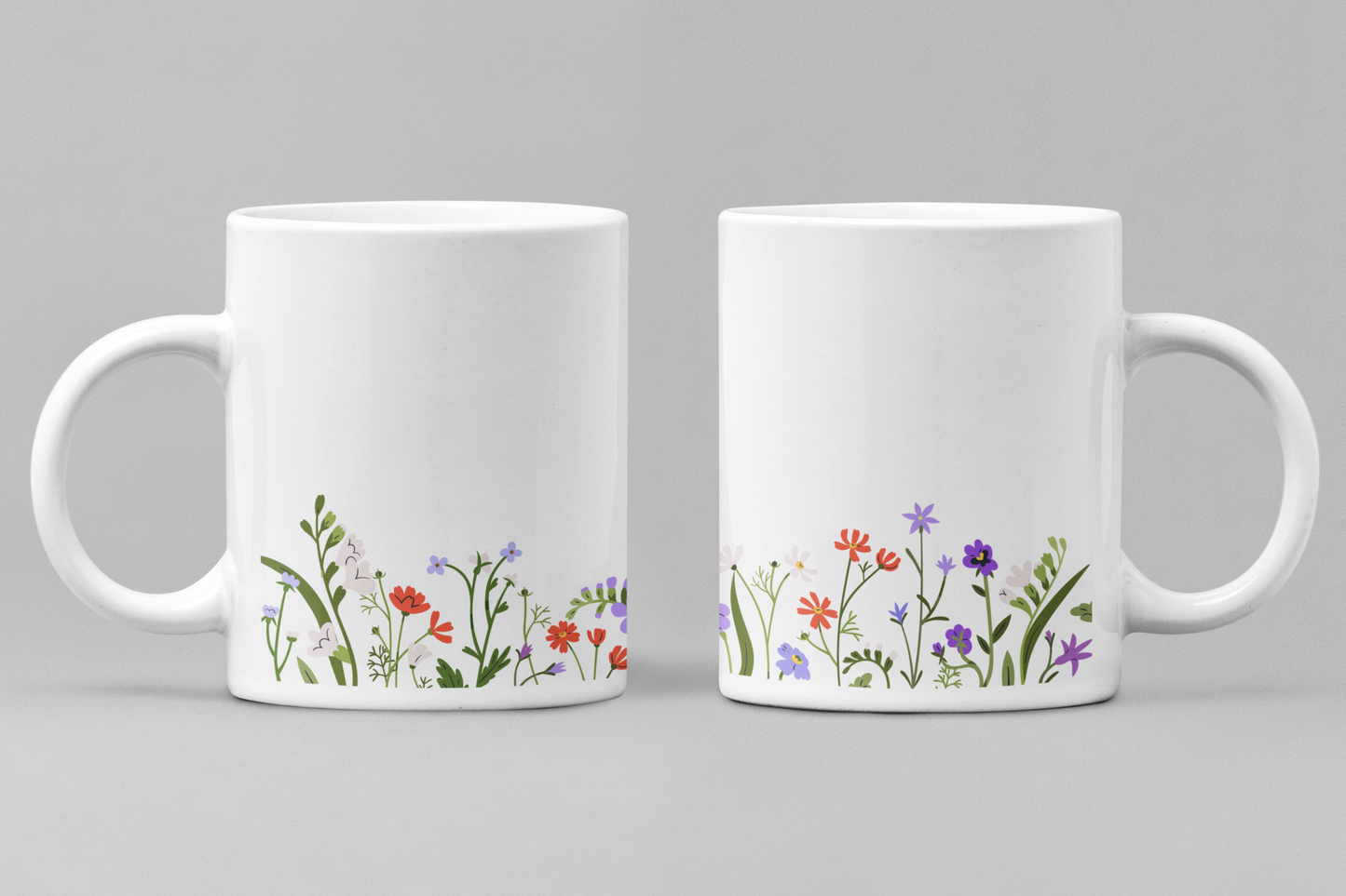 Floral White Ceramic 11oz 330ml Coffee Mug