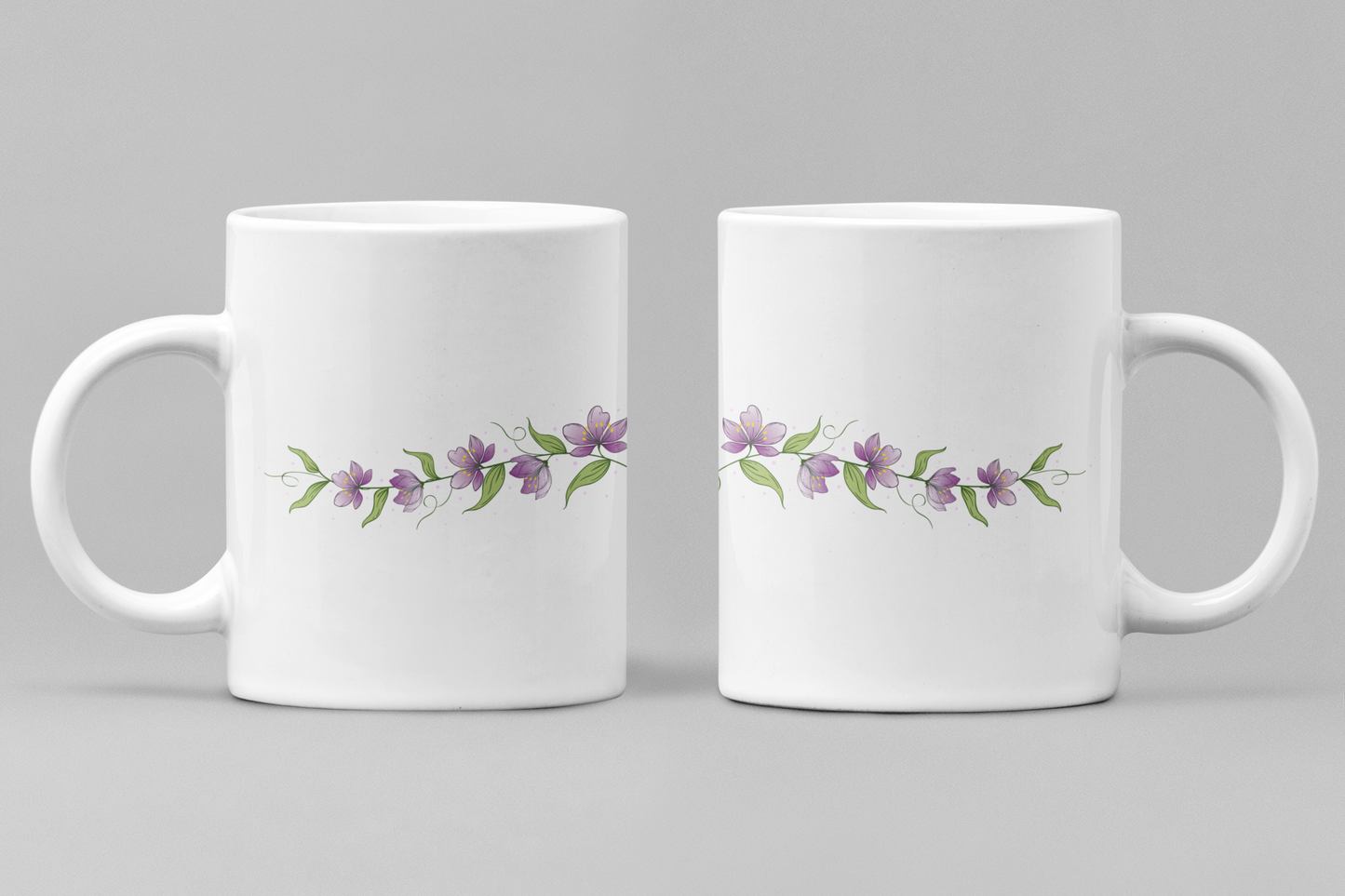 Floral White Ceramic 11oz 330ml Coffee Mug