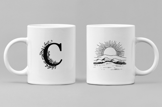 Alphabet C White Ceramic 11oz 330ml Coffee Mug
