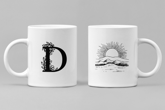 Alphabet D White Ceramic 11oz 330ml Coffee Mug