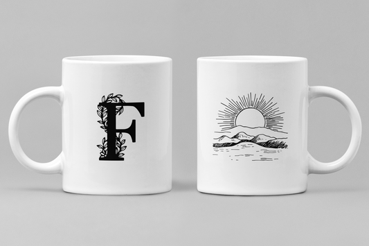 Alphabet F White Ceramic 11oz 330ml Coffee Mug
