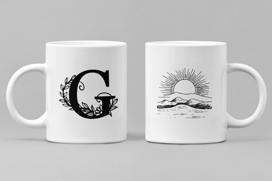 Alphabet G White Ceramic 11oz 330ml Coffee Mug