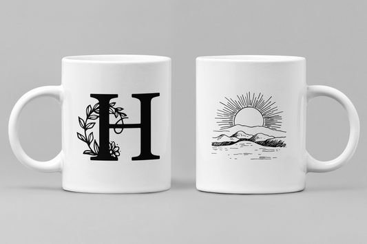 Alphabet H White Ceramic 11oz 330ml Coffee Mug
