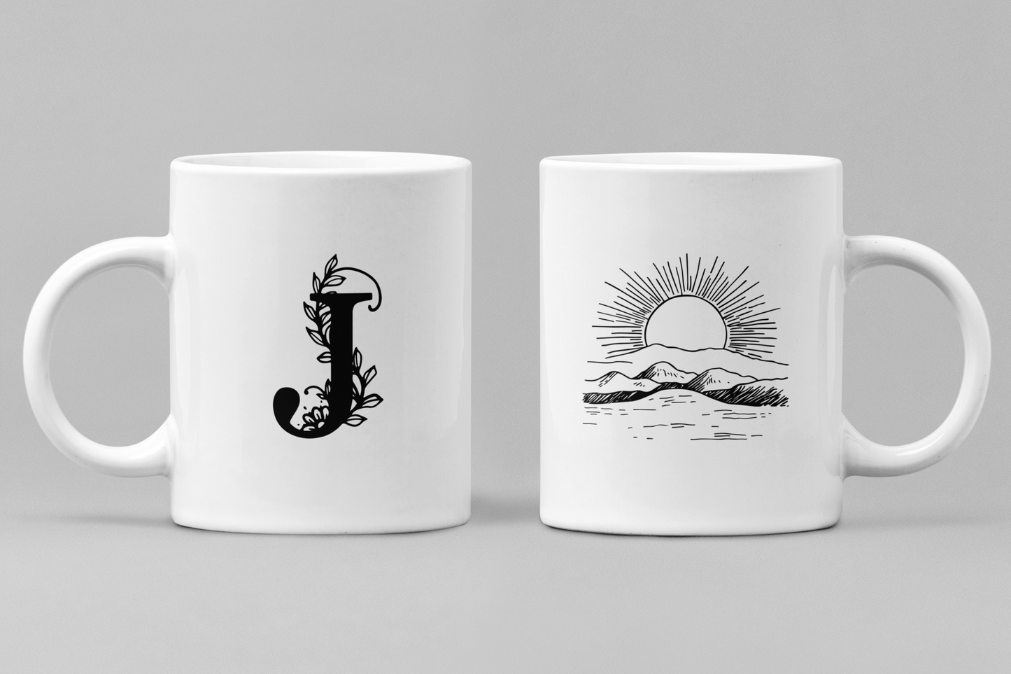 Alphabet J White Ceramic 11oz 330ml Coffee Mug