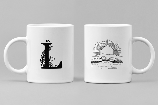 Alphabet L White Ceramic 11oz 330ml Coffee Mug