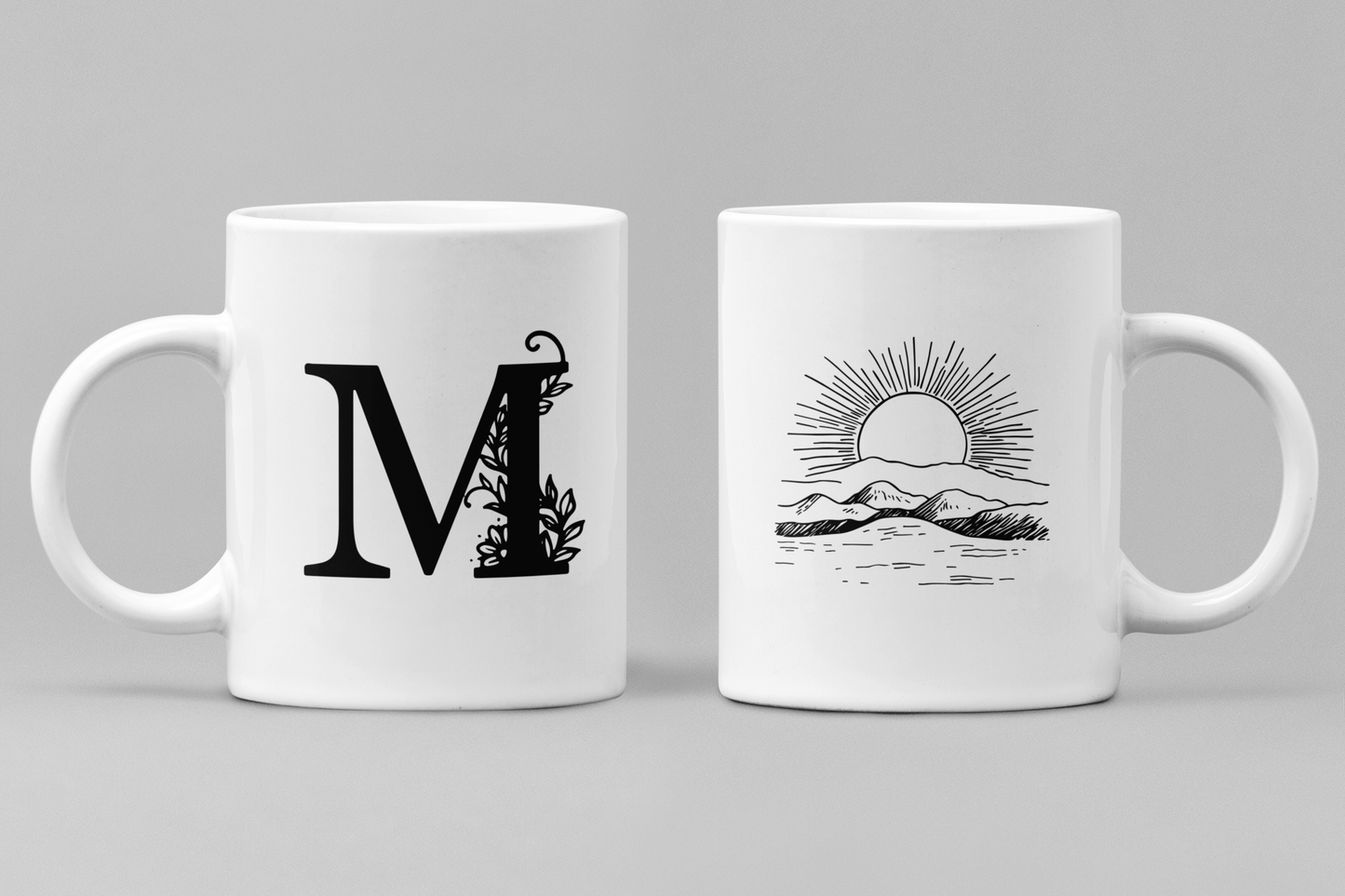 Alphabet M White Ceramic 11oz 330ml Coffee Mug