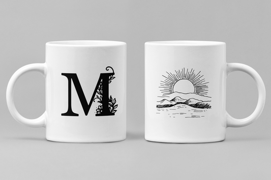 Alphabet M White Ceramic 11oz 330ml Coffee Mug