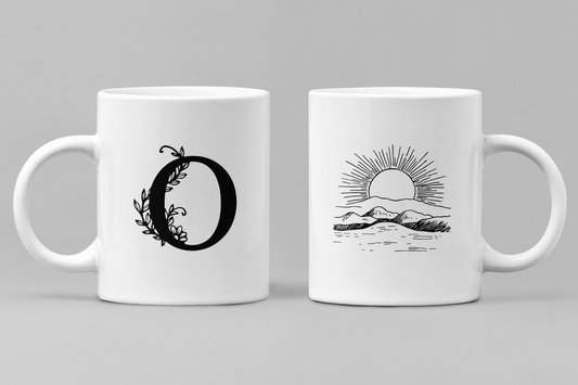 Alphabet O White Ceramic 11oz 330ml Coffee Mug