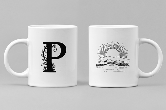 Alphabet P White Ceramic 11oz 330ml Coffee Mug