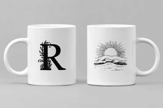 Alphabet R White Ceramic 11oz 330ml Coffee Mug