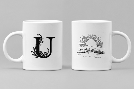 Alphabet U White Ceramic 11oz 330ml Coffee Mug