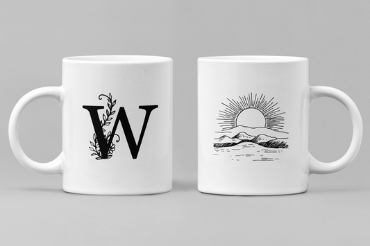 Alphabet W White Ceramic 11oz 330ml Coffee Mug