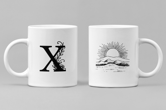 Alphabet X White Ceramic 11oz 330ml Coffee Mug