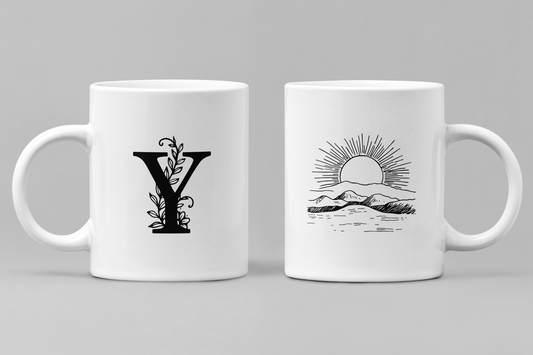 Alphabet Y White Ceramic 11oz 330ml Coffee Mug