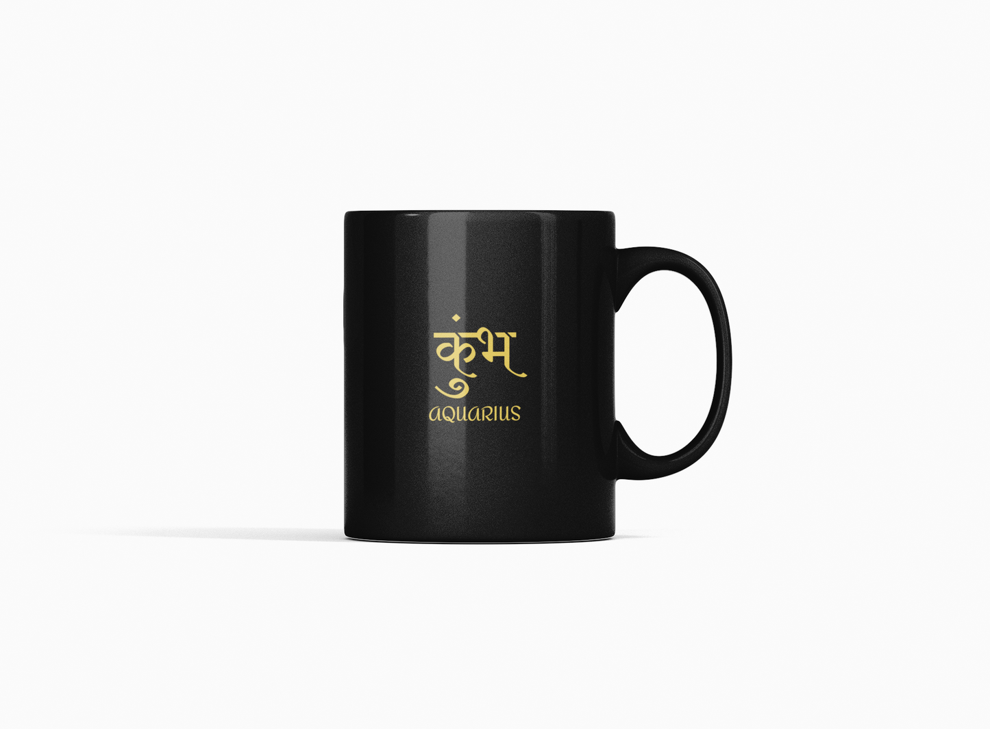 Vedic Black Ceramic Aquarius Zodiac Sign Kumbh Rashi 11oz 330ml Coffee Mug