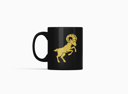 Vedic Black Ceramic Aries Zodiac Sign Mesh Rashi 11oz 330ml Coffee Mug