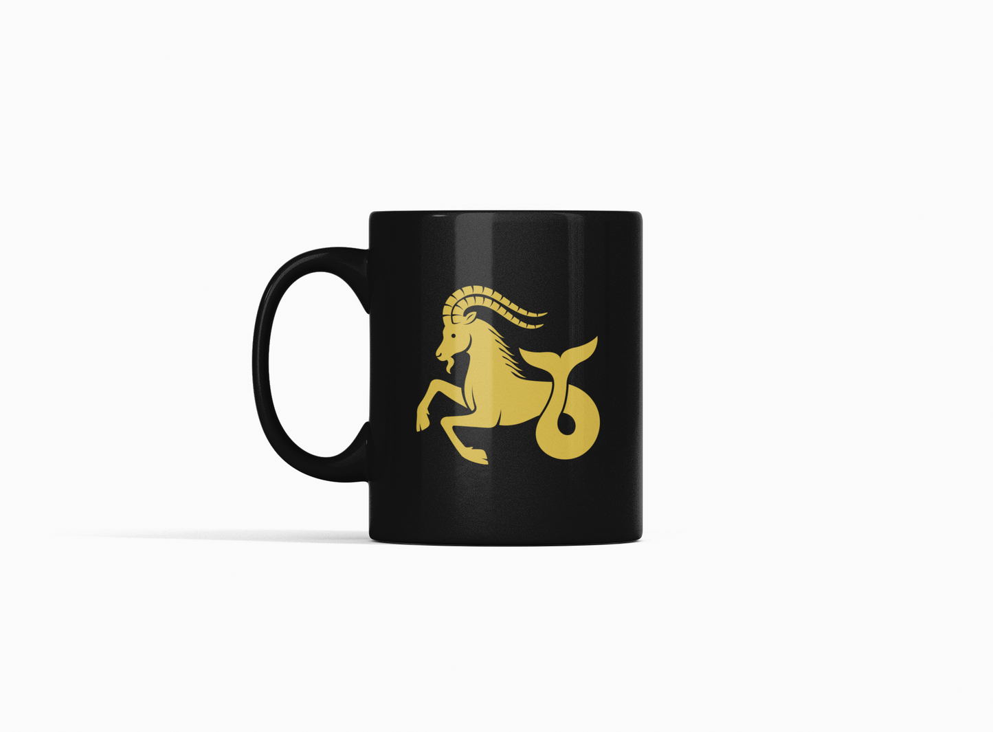 Vedic Black Ceramic Capricorn Zodiac Sign Makar Rashi 11oz 330ml Coffee Mug
