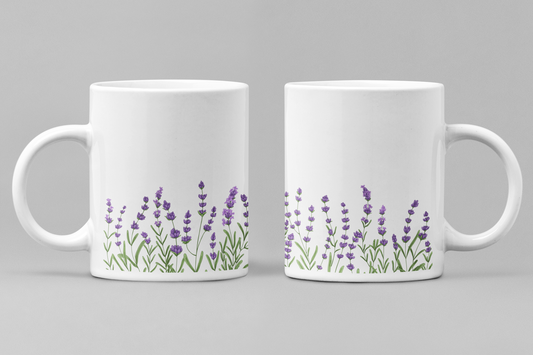 Floral White Ceramic 11oz 330ml Coffee Mug
