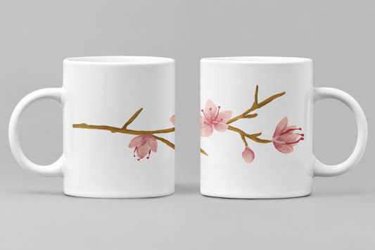 Floral White Ceramic 11oz 330ml Coffee Mug