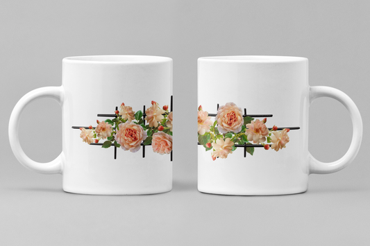 Floral White Ceramic 11oz 330ml Coffee Mug