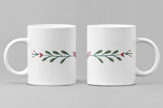 Floral White Ceramic 11oz 330ml Coffee Mug