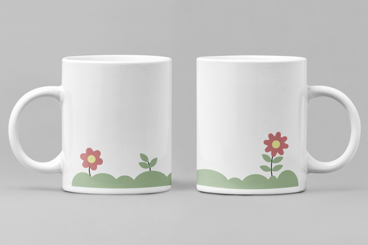 Floral White Ceramic 11oz 330ml Coffee Mug