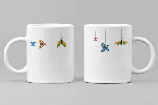 Floral White Ceramic 11oz 330ml Coffee Mug