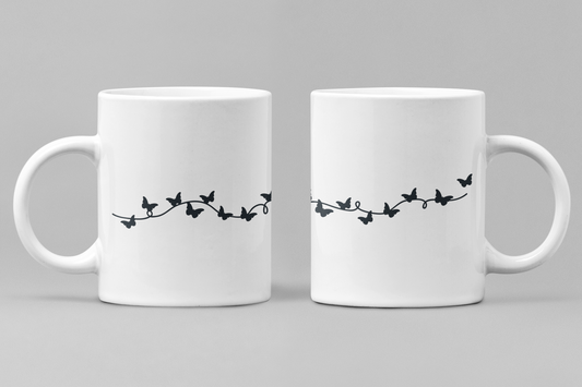 Floral White Ceramic 11oz 330ml Coffee Mug