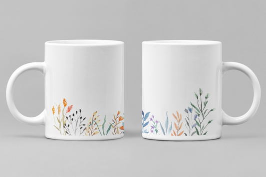 Floral White Ceramic 11oz 330ml Coffee Mug