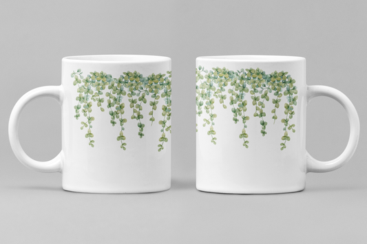 Floral White Ceramic 11oz 330ml Coffee Mug