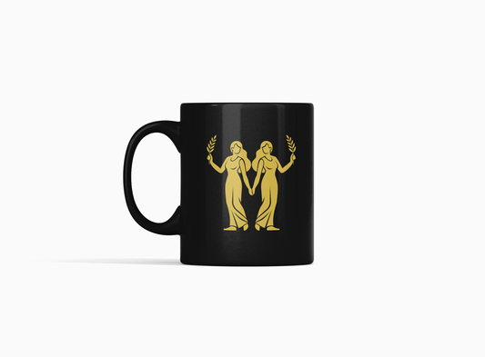 Vedic Black Ceramic Gemini Zodiac Sign Mithun Rashi 11oz 330ml Coffee Mug