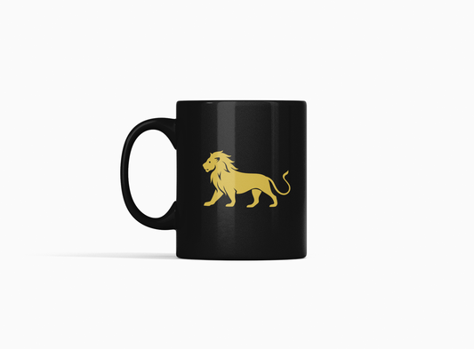 Vedic Black Ceramic Leo Zodiac Sign Singh Rashi 11oz 330ml Coffee Mug