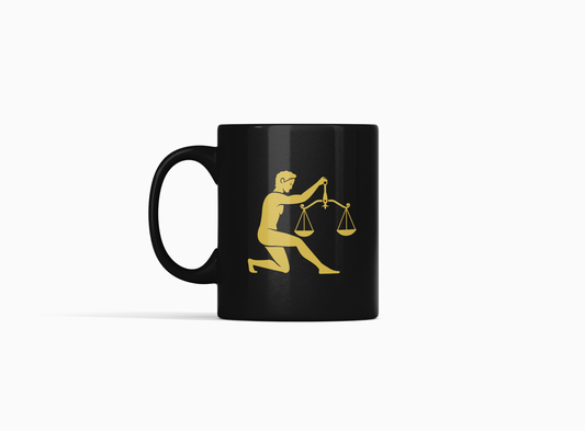 Vedic Black Ceramic Libra Zodiac Sign Tula Rashi 11oz 330ml Coffee Mug